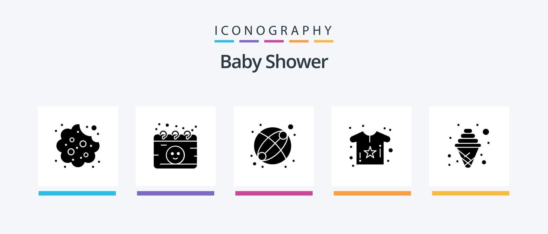 baby douche glyph 5 icoon pak inclusief ijs. verlangen. baby. shirt. lichaam. creatief pictogrammen ontwerp vector