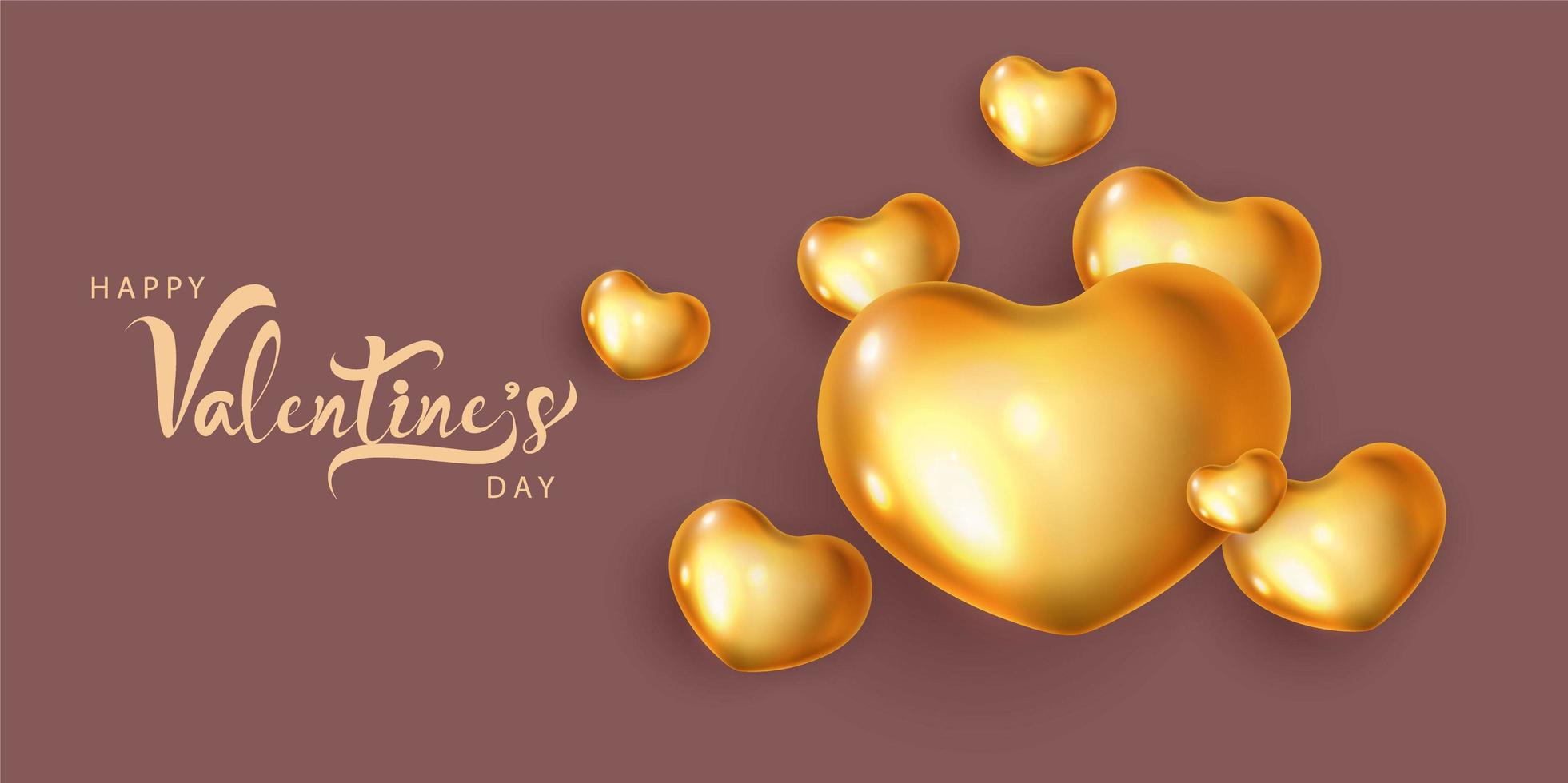 gouden hart ballonnen en Valentijnsdag, achtergrondviering vectorillustratie. vector