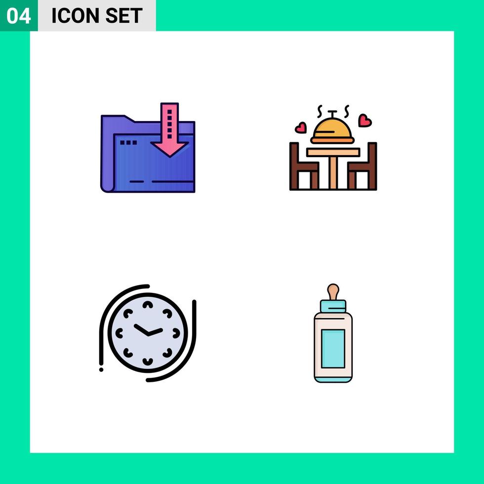 4 gebruiker koppel gevulde lijn vlak kleur pak van modern tekens en symbolen van map tijd pijl bruiloft voeder bewerkbare vector ontwerp elementen