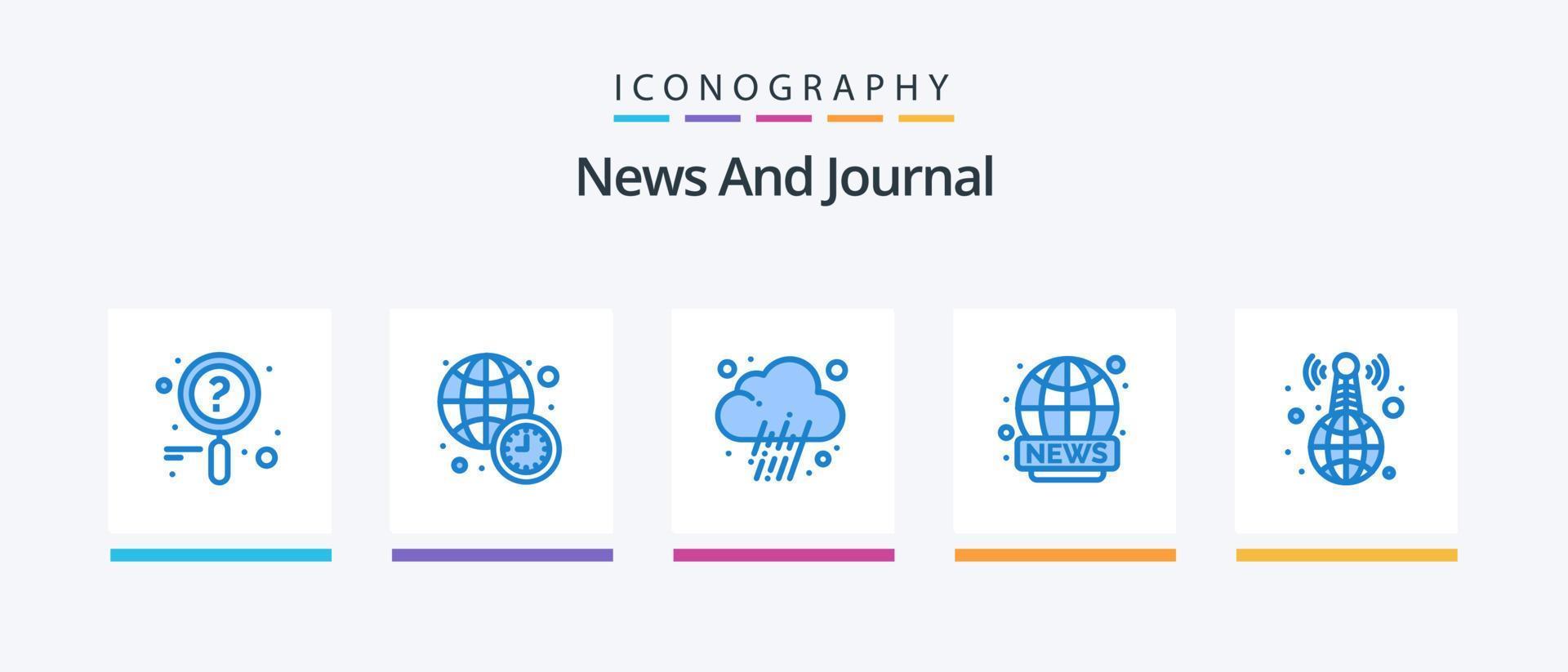 nieuws blauw 5 icoon pak inclusief . nieuws. nieuws. omroep. creatief pictogrammen ontwerp vector