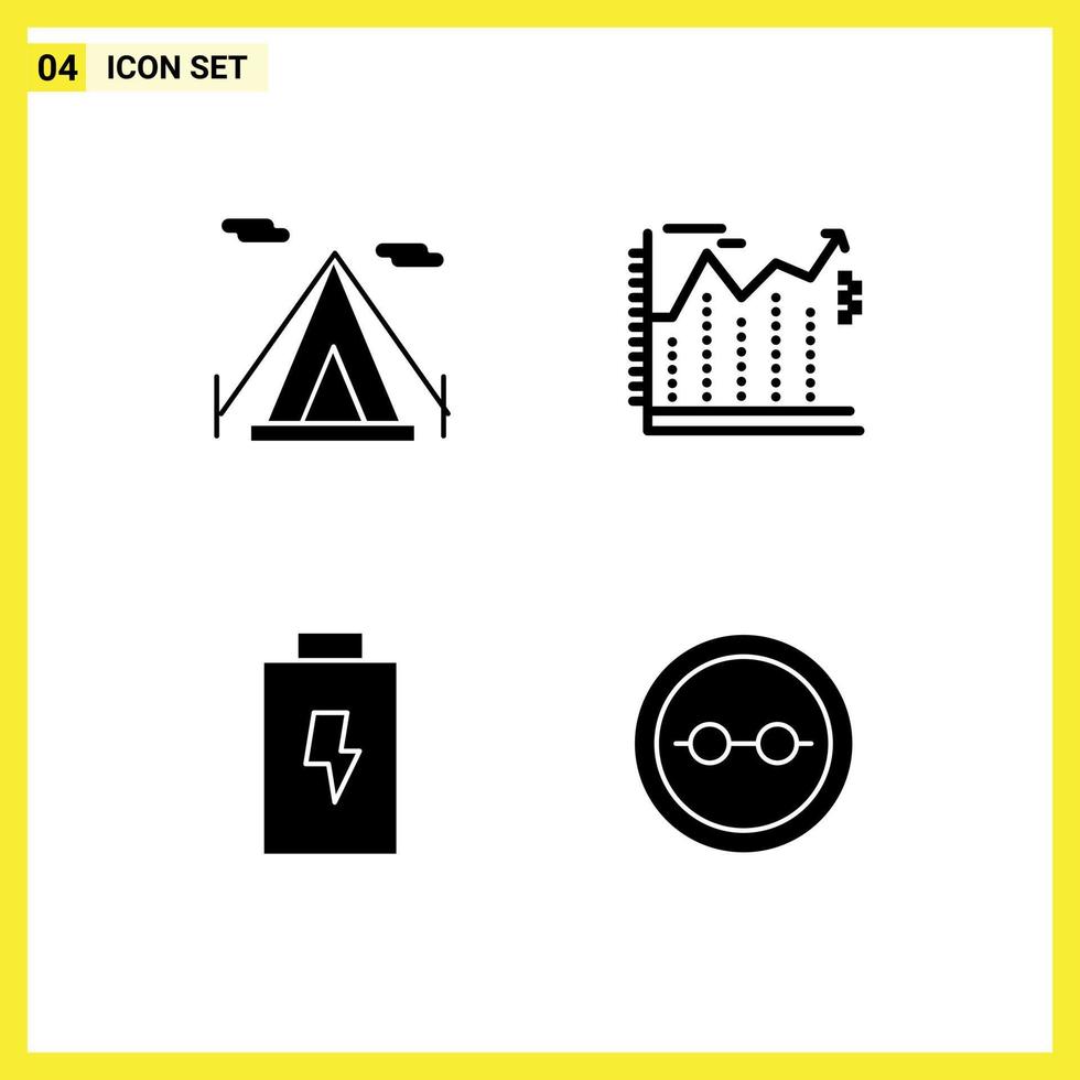 reeks van 4 modern ui pictogrammen symbolen tekens voor strand tent elektrisch pijlen economie kader bewerkbare vector ontwerp elementen