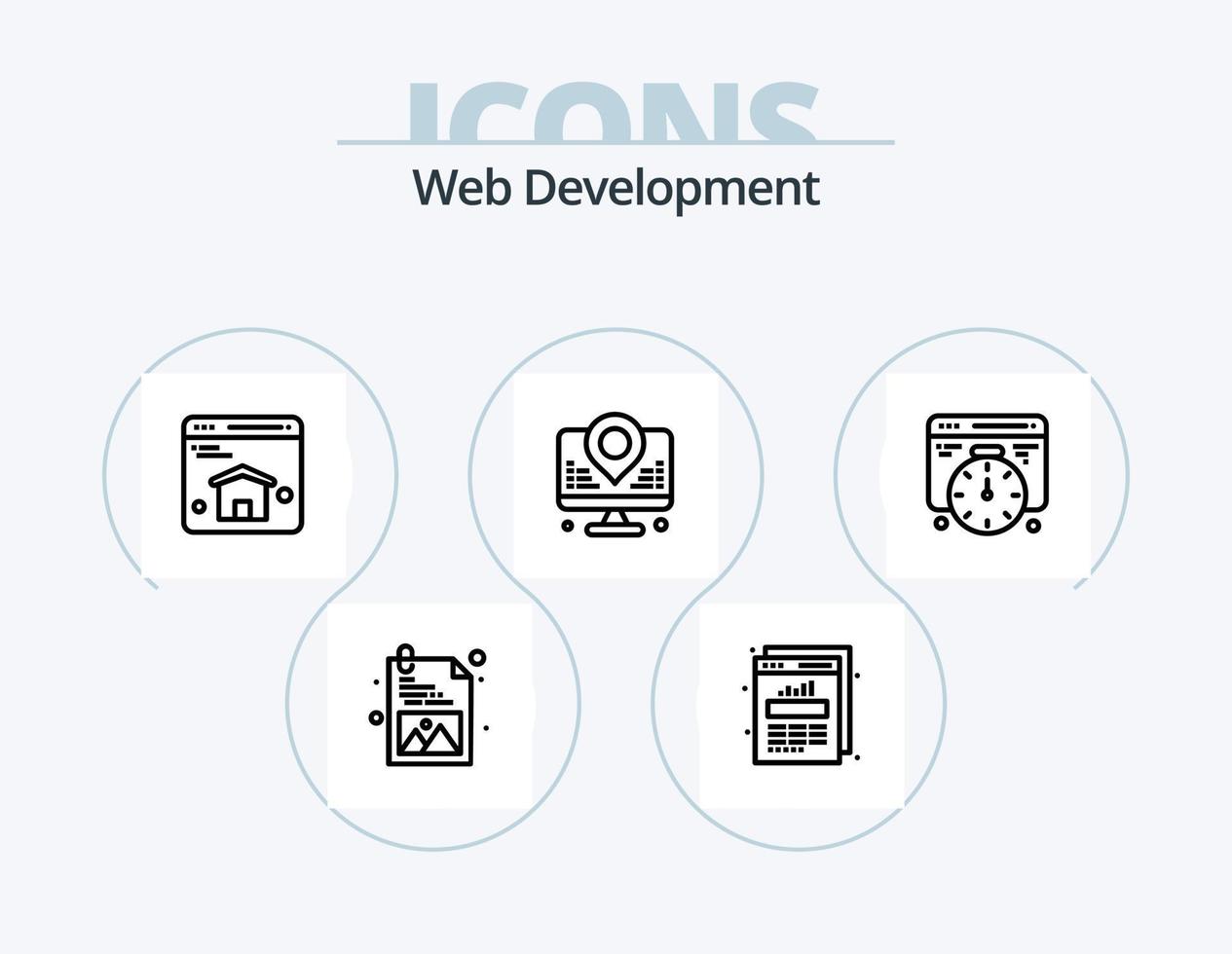 web ontwikkeling lijn icoon pak 5 icoon ontwerp. ontwikkeling. herladen. browser. vernieuwen. programmering vector