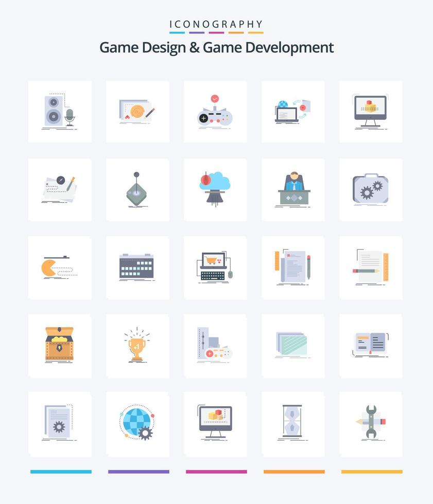 creatief spel ontwerp en spel ontwikkeling 25 vlak icoon pak zo net zo spel. schijf. compleet. gamen. spel vector