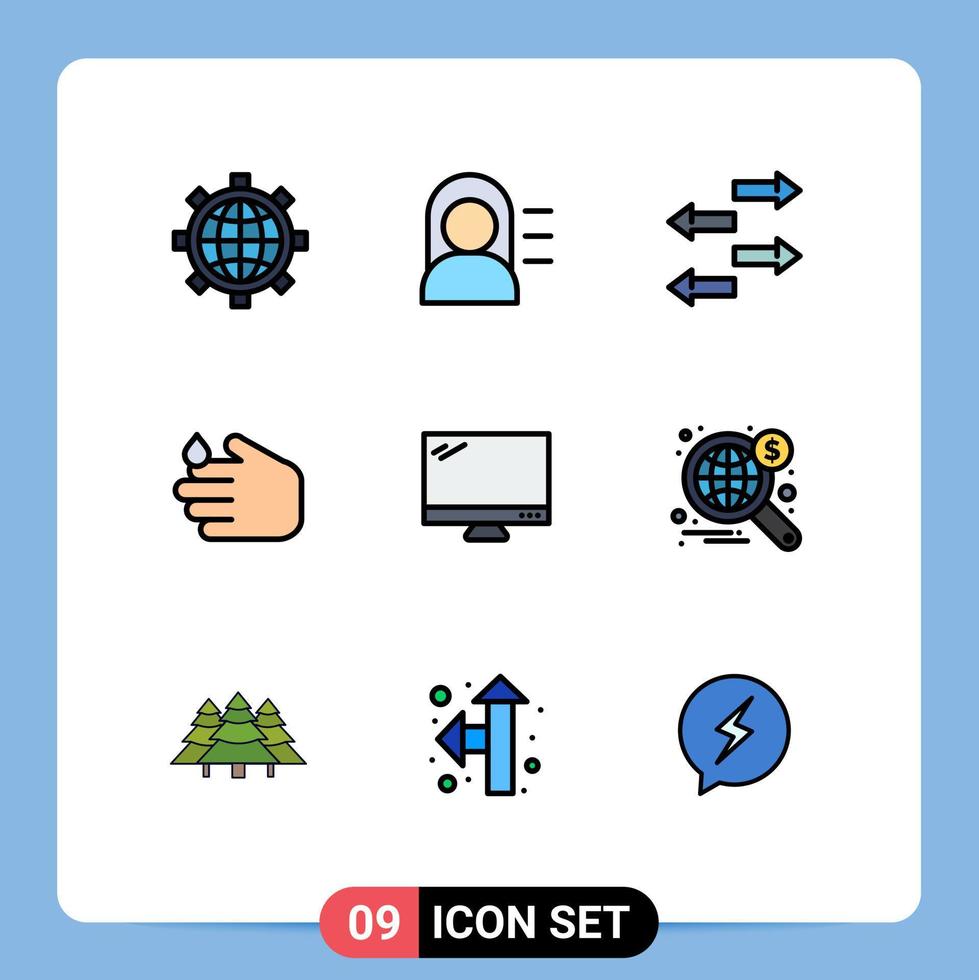 9 creatief pictogrammen modern tekens en symbolen van imac toezicht houden op importeren computer zeep bewerkbare vector ontwerp elementen