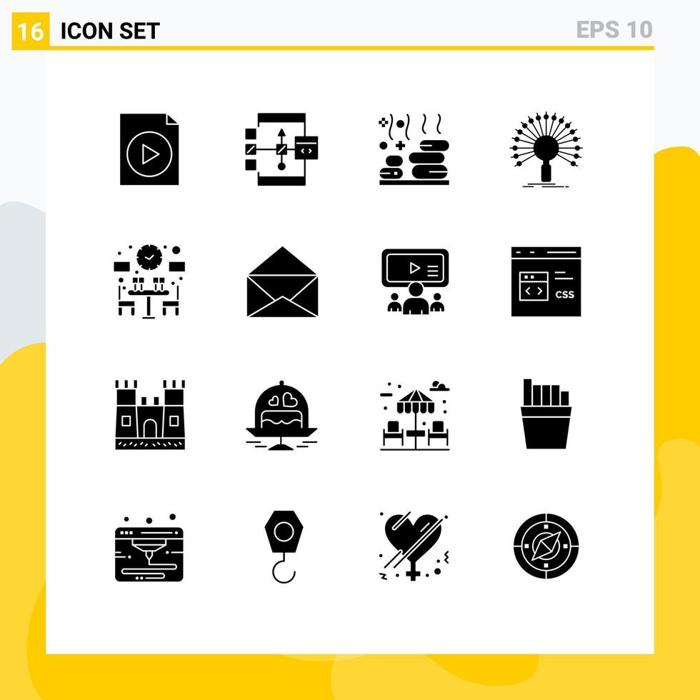 reeks van 16 modern ui pictogrammen symbolen tekens voor paar netwerk kom tot rust informatieve gegevens bewerkbare vector ontwerp elementen