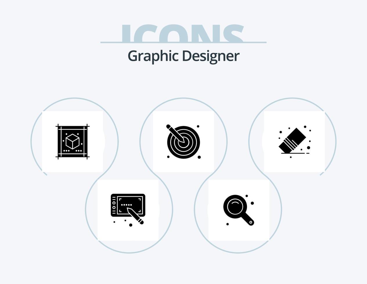 grafisch ontwerper glyph icoon pak 5 icoon ontwerp. gom. ontwerp. document. creativiteit. artistiek vector