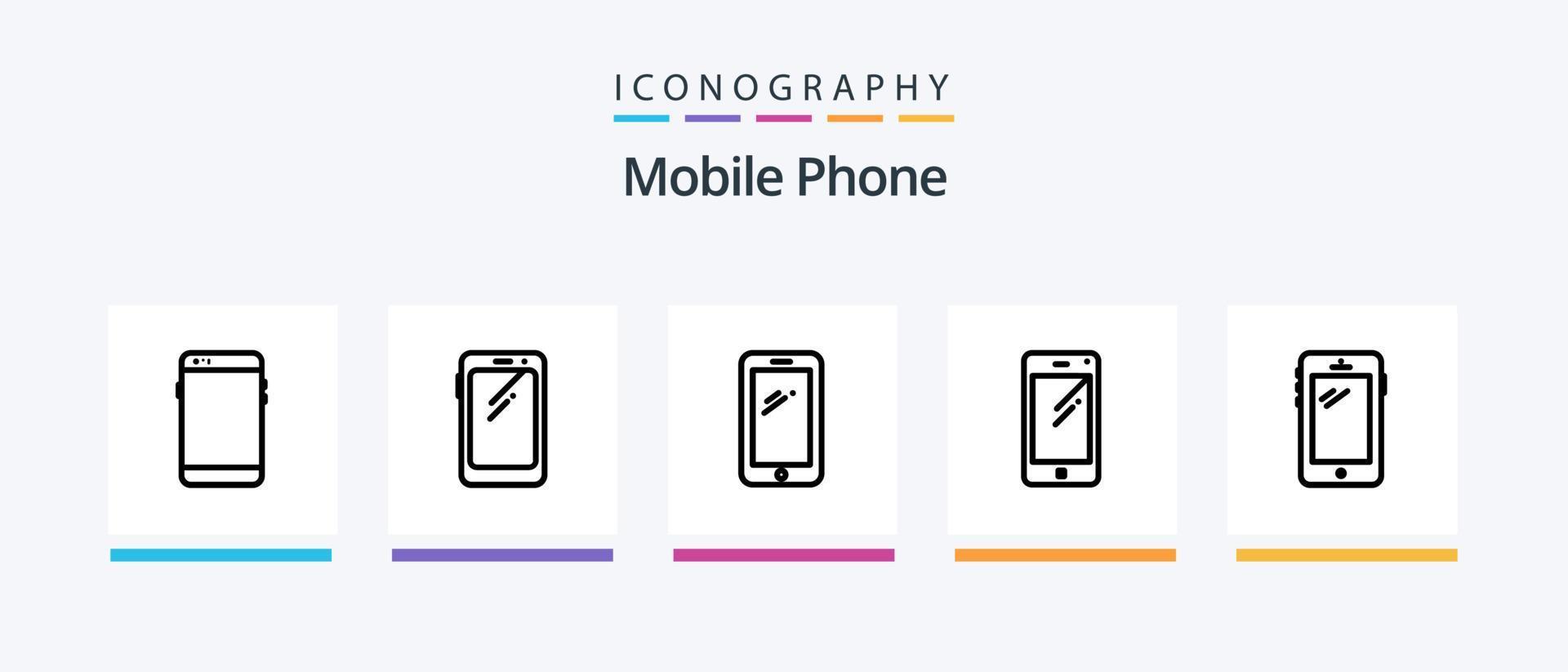 mobiel telefoon lijn 5 icoon pak inclusief .. creatief pictogrammen ontwerp vector