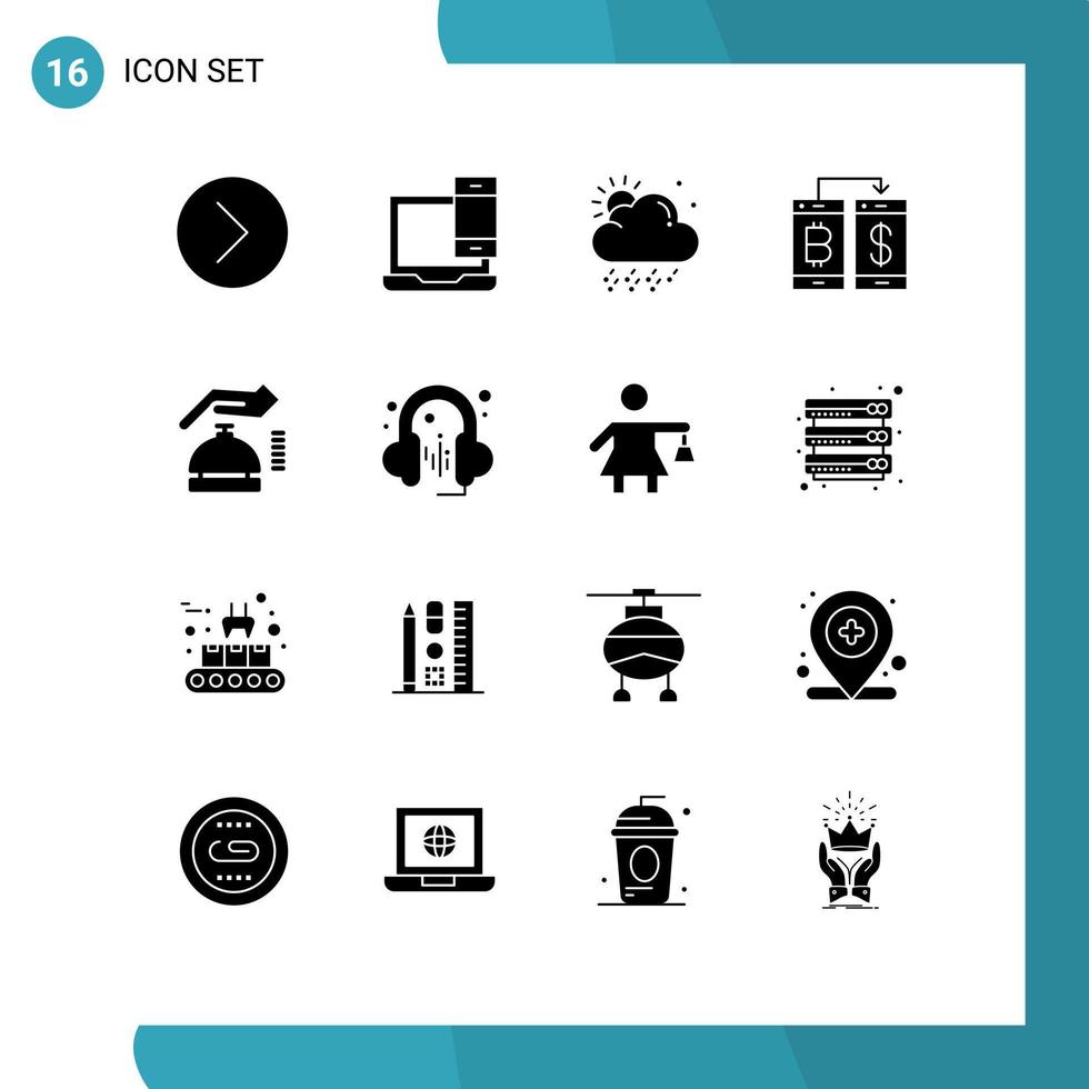 modern reeks van 16 solide glyphs en symbolen zo net zo gdpr doorsnijding telefoon smartphone zonder contant geld bewerkbare vector ontwerp elementen