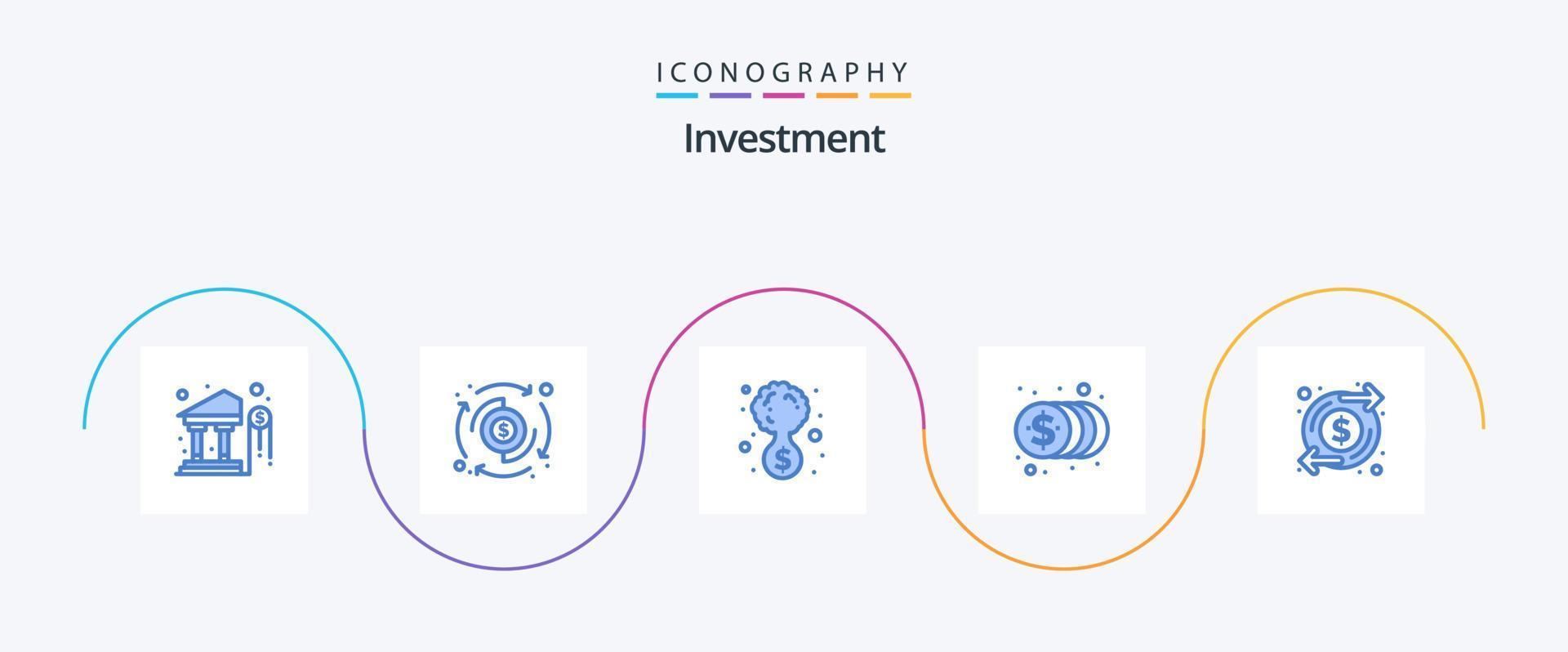 investering blauw 5 icoon pak inclusief toenemen. geld. bedrijf. investering. munten vector
