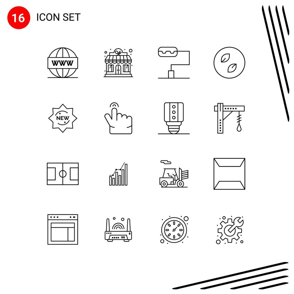 mobiel koppel schets reeks van 16 pictogrammen van insigne Product op te slaan nieuw bladeren bewerkbare vector ontwerp elementen