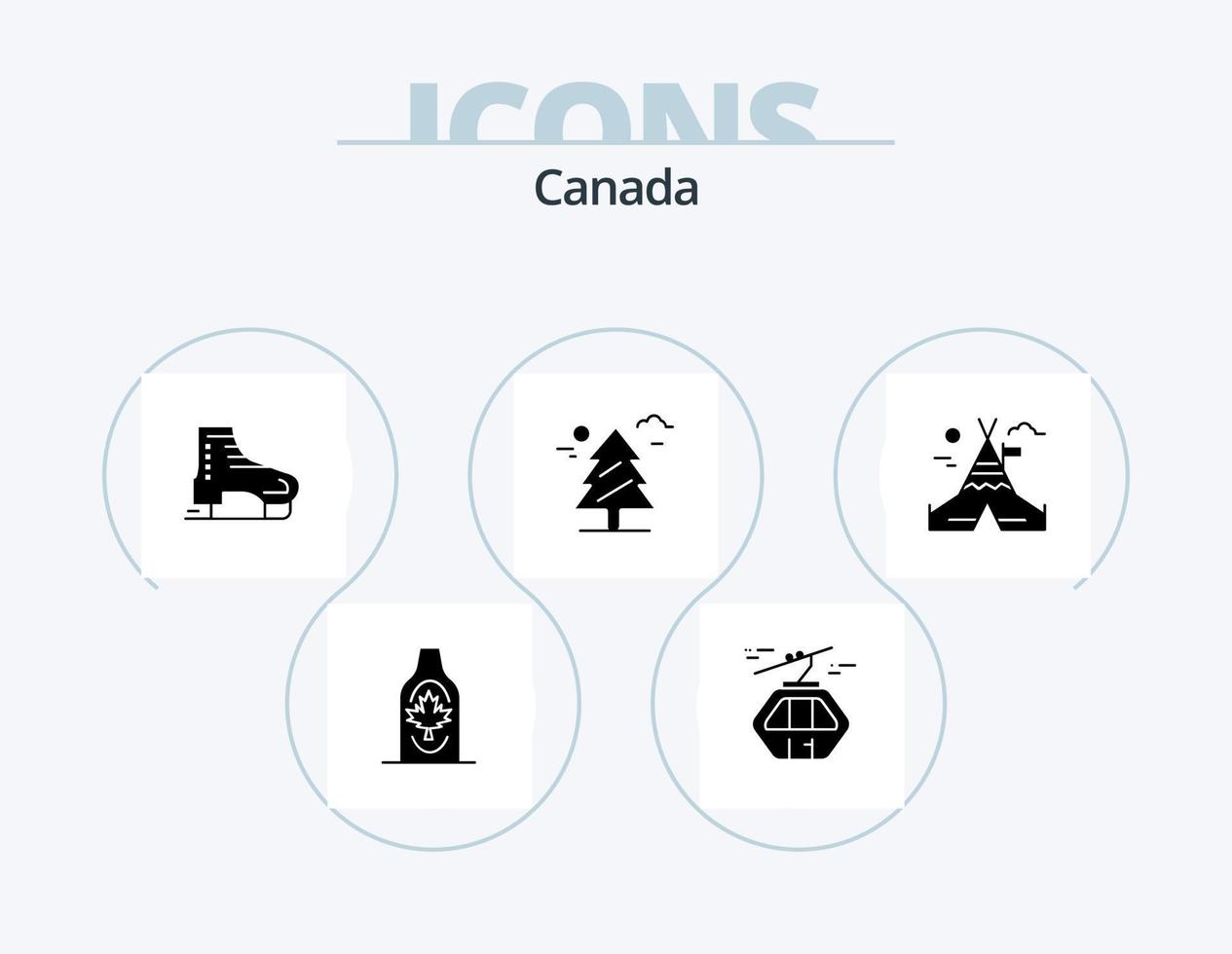 Canada glyph icoon pak 5 icoon ontwerp. weelde. Woud. gondel. Scandinavië. Canada vector