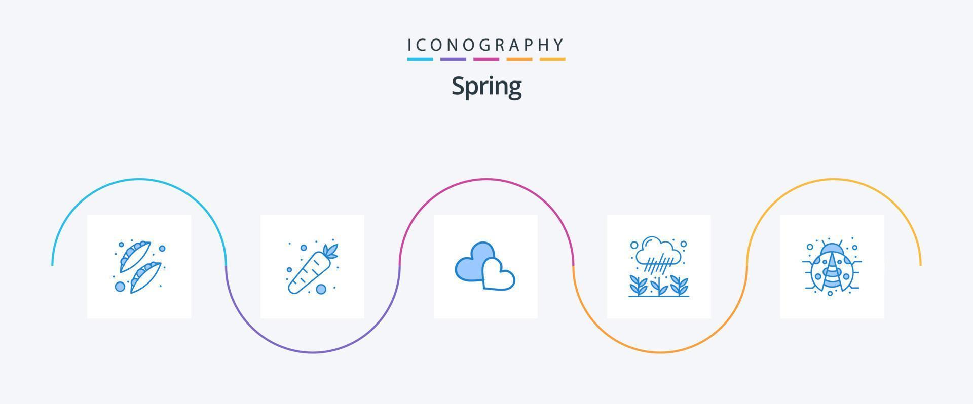 voorjaar blauw 5 icoon pak inclusief de lente. beestje. liefde. regen. groei vector