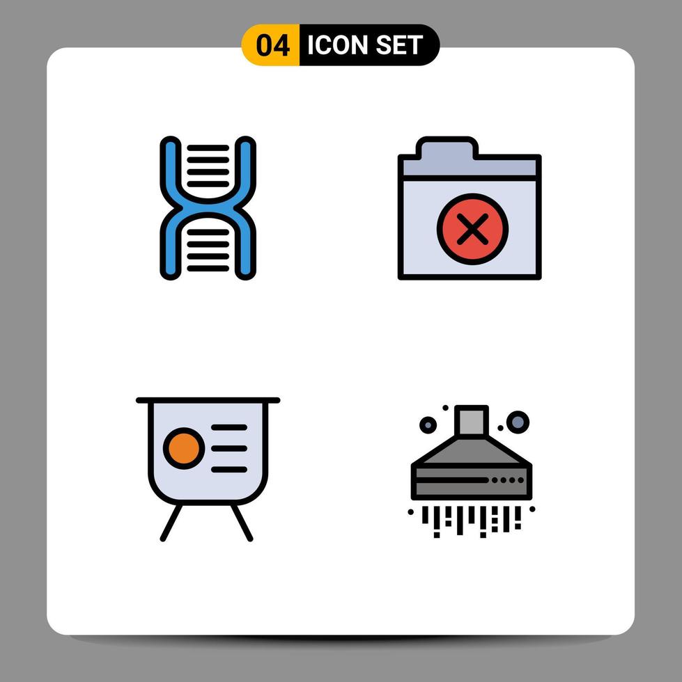 pictogram reeks van 4 gemakkelijk gevulde lijn vlak kleuren van biologie diagram fysica bestanden prestatie bewerkbare vector ontwerp elementen