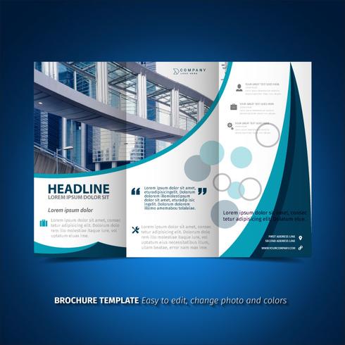 Blauw licht driebladige brochure vector
