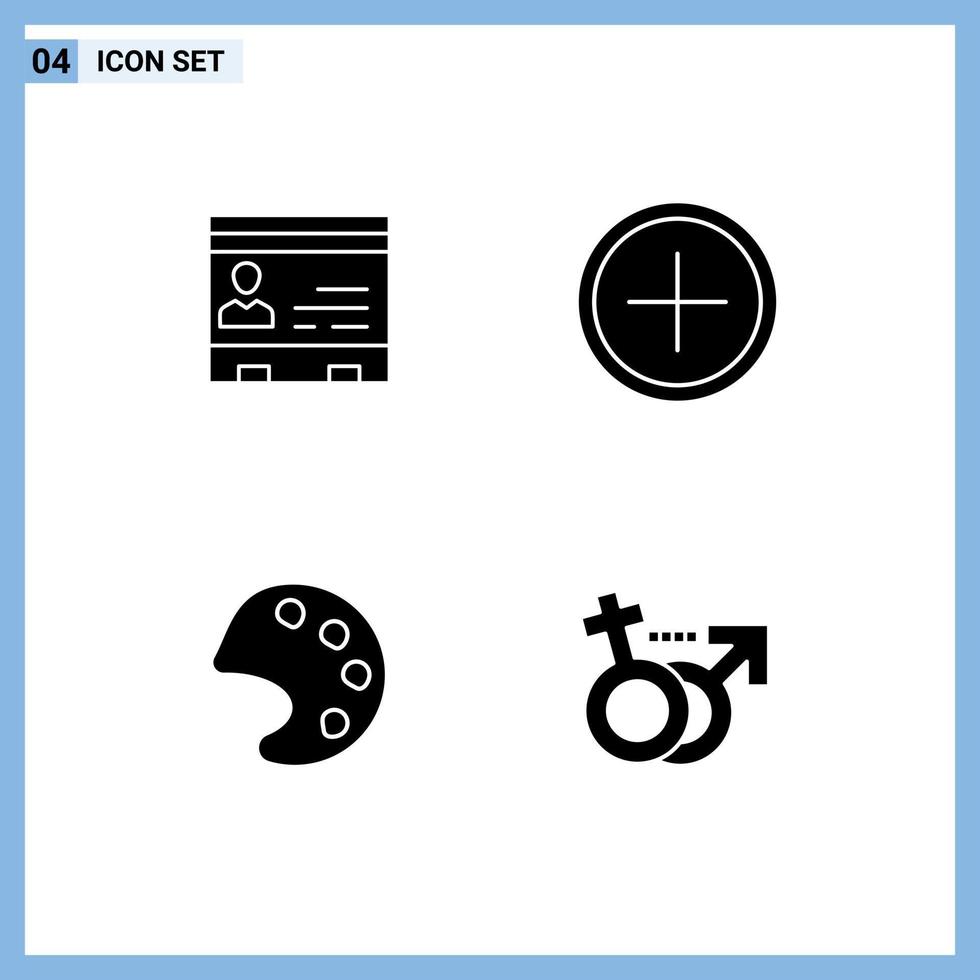 pictogram reeks van gemakkelijk solide glyphs van ID kaart creëren contacten telefoon plus bewerkbare vector ontwerp elementen