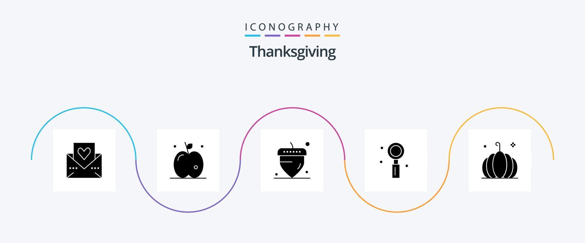 bedankt geven glyph 5 icoon pak inclusief pompoen. romantisch. eikel. romantiek. geven vector