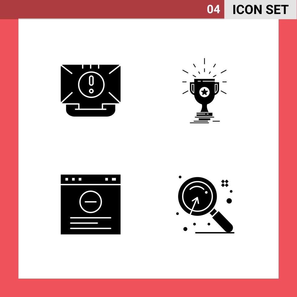 pak van 4 modern solide glyphs tekens en symbolen voor web afdrukken media zo net zo communicatie kop helpen trofee internet bewerkbare vector ontwerp elementen