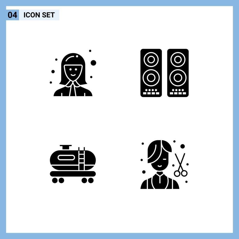 pictogram reeks van 4 gemakkelijk solide glyphs van avatar olie dame amusement verontreiniging bewerkbare vector ontwerp elementen