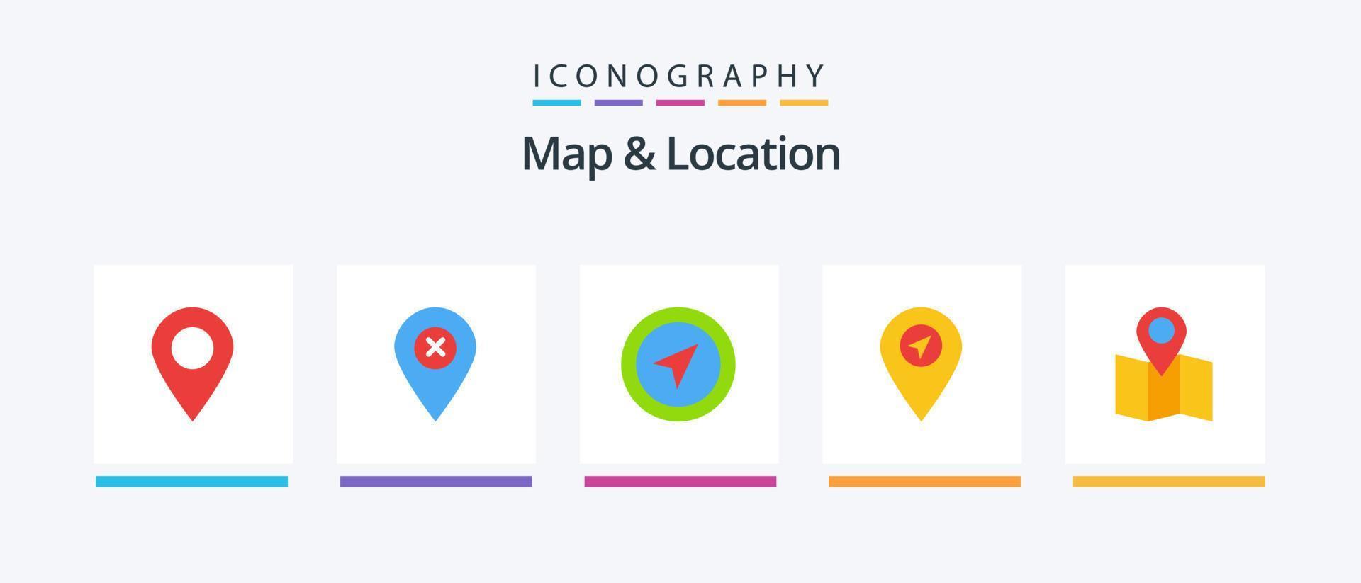 kaart en plaats vlak 5 icoon pak inclusief . wijzer. pin. kaart. pin. creatief pictogrammen ontwerp vector