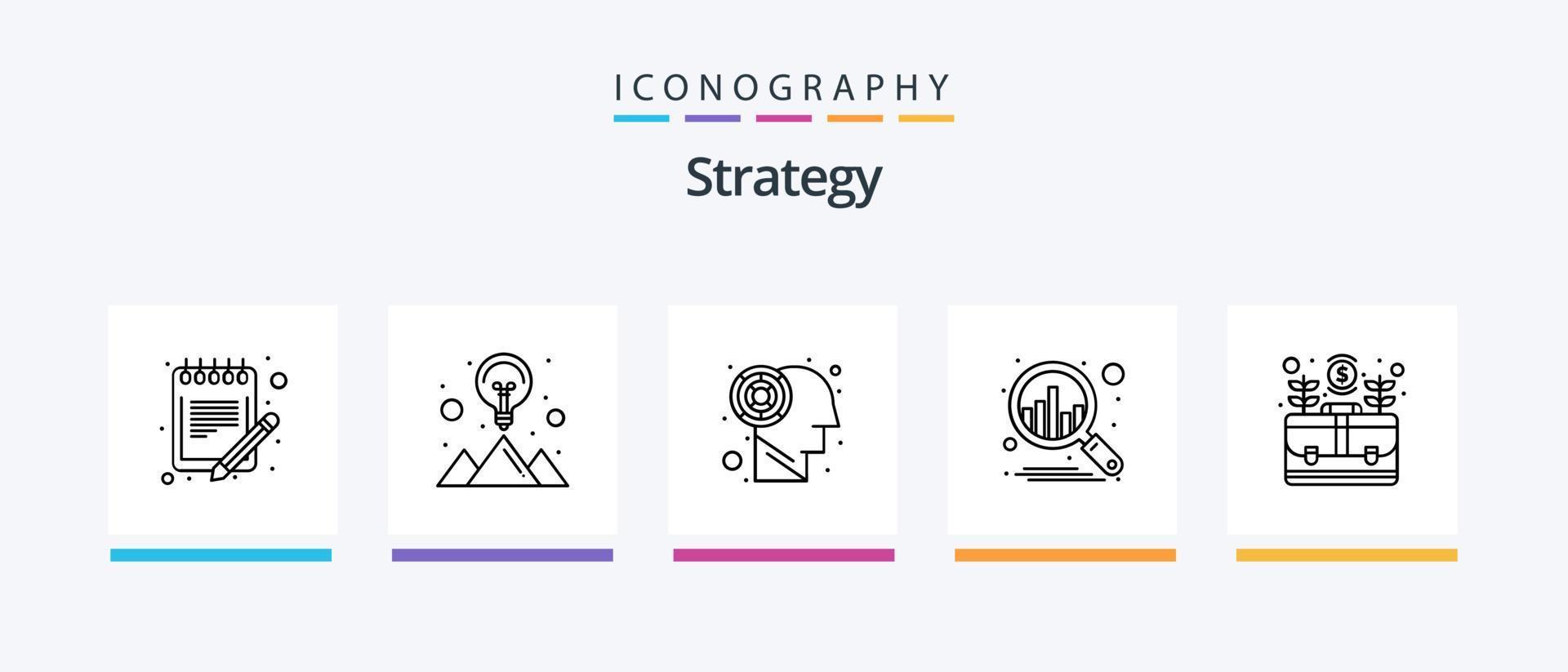strategie lijn 5 icoon pak inclusief campagne. marketing. schema. advertentie. seo. creatief pictogrammen ontwerp vector