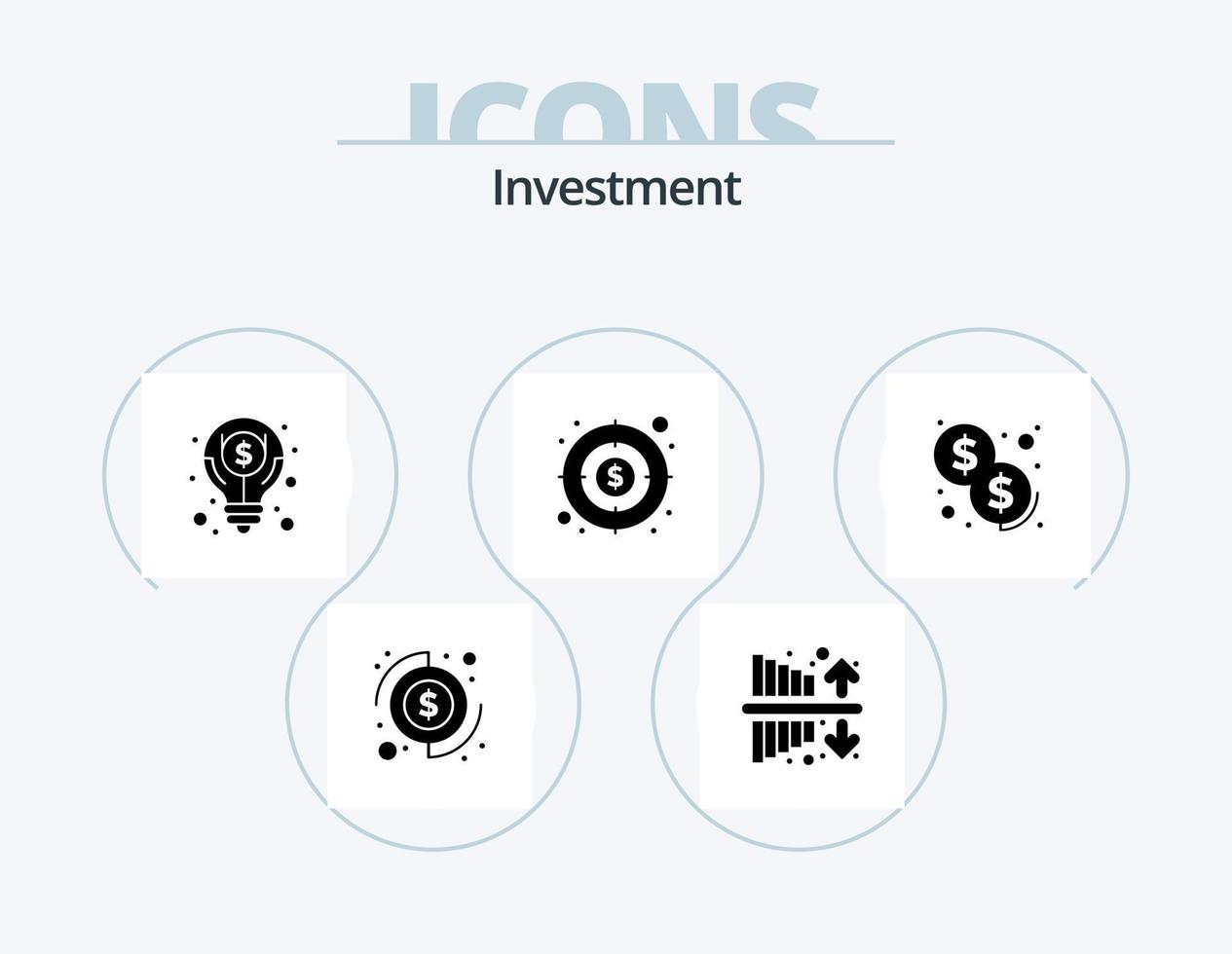 investering glyph icoon pak 5 icoon ontwerp. investering. doel. bedrijf. doelwit. geld vector