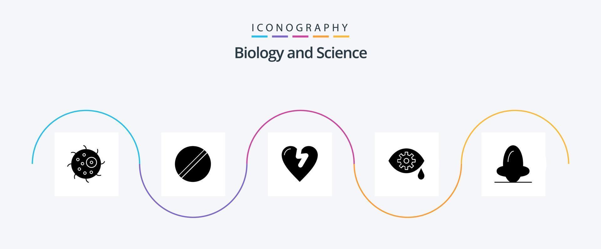 biologie glyph 5 icoon pak inclusief gezicht. anatomie. wetenschap. laser. correctie vector