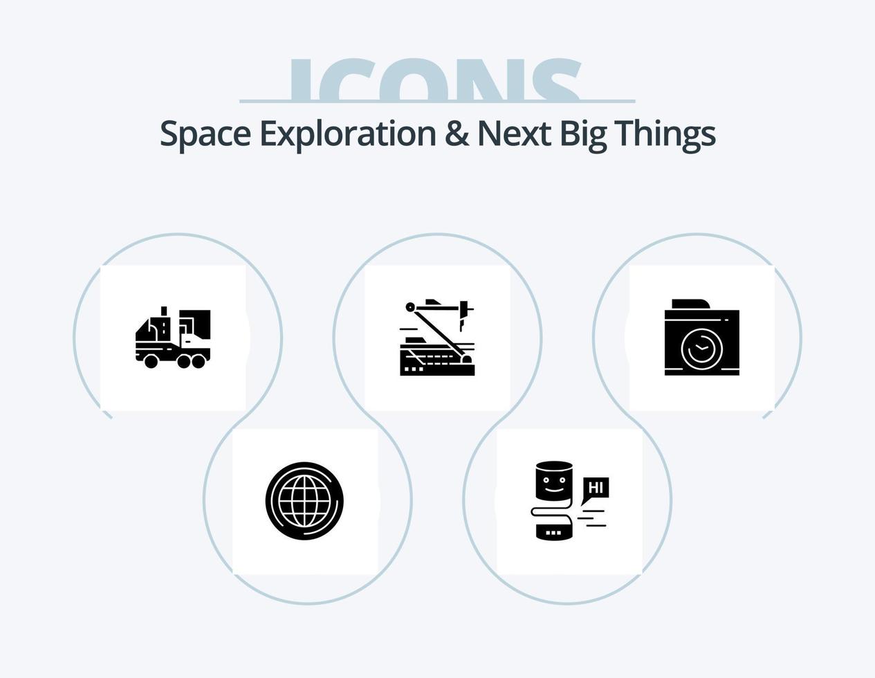 ruimte exploratie en De volgende groot dingen glyph icoon pak 5 icoon ontwerp. robotica. geneesmiddel. kunstmatig. medisch. leven vector