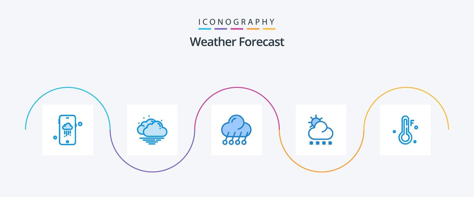 weer blauw 5 icoon pak inclusief het weer. koud. maan. het weer. sneeuw vector