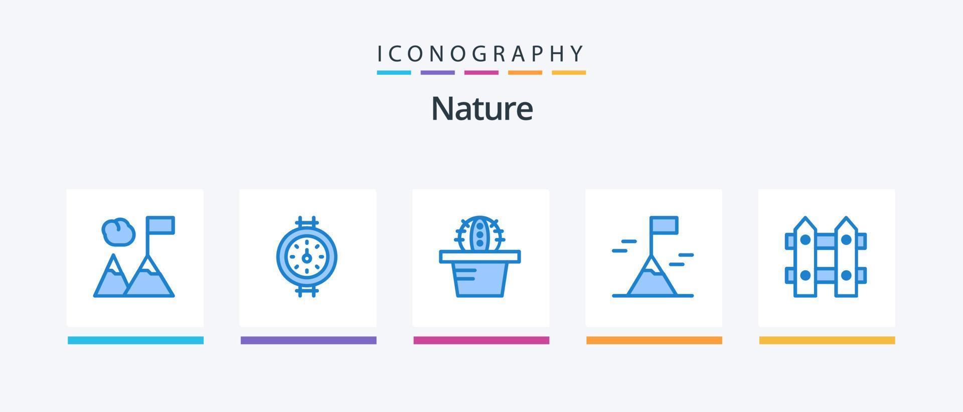 natuur blauw 5 icoon pak inclusief . avontuur. natuur. tuin. creatief pictogrammen ontwerp vector