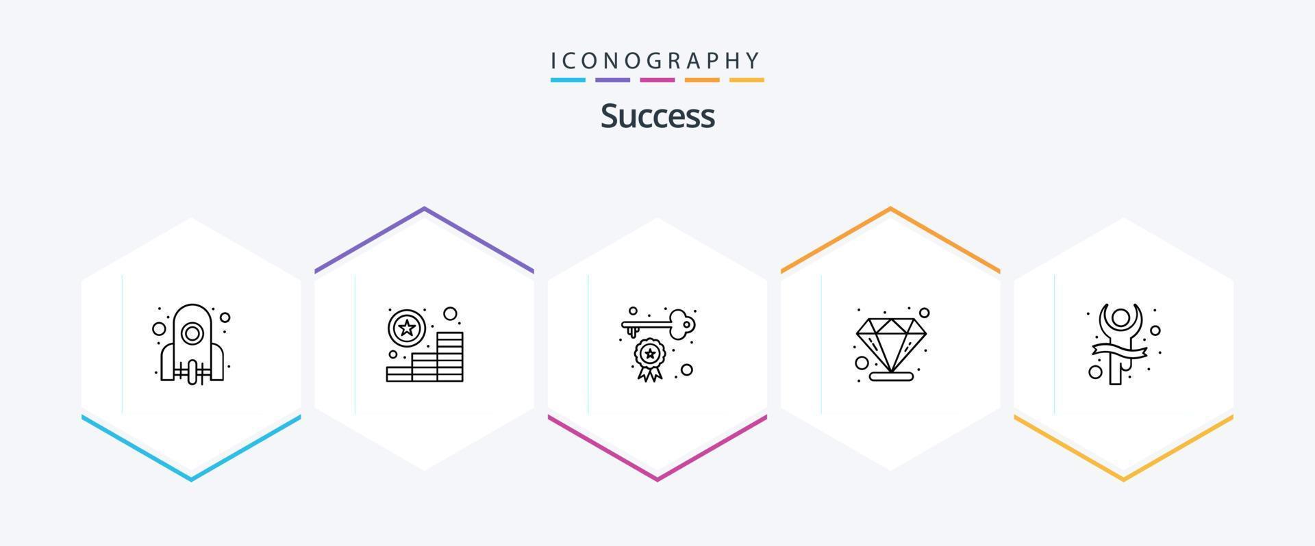 sucess 25 lijn icoon pak inclusief winnaar. beloning. prestatie. waarde. diamant vector