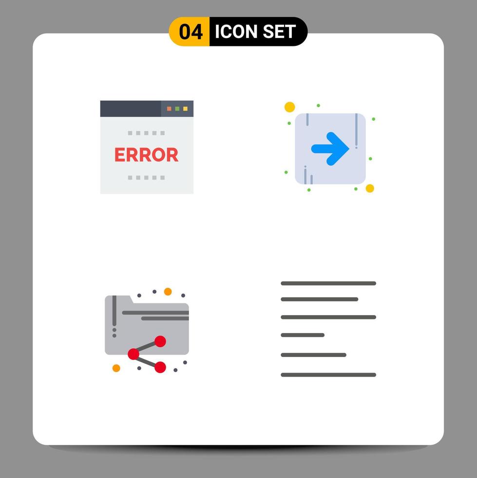 groep van 4 vlak pictogrammen tekens en symbolen voor fout analytics bladzijde richting map bewerkbare vector ontwerp elementen
