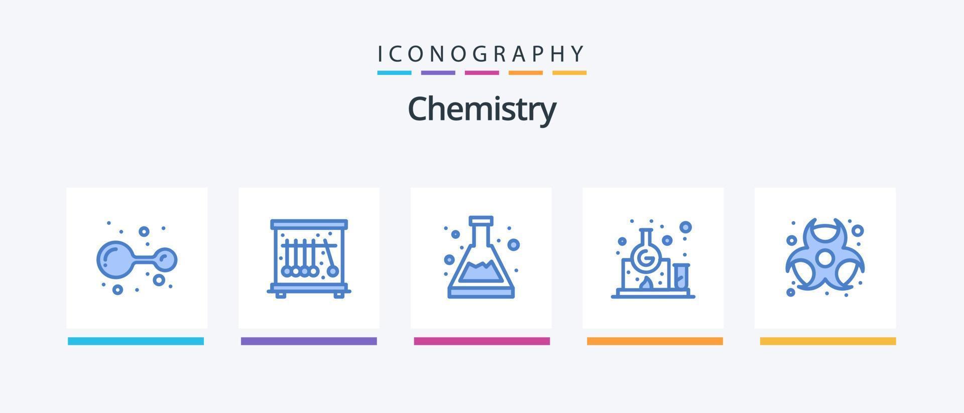 chemie blauw 5 icoon pak inclusief chemisch. chemisch. beker. studie. laboratorium. creatief pictogrammen ontwerp vector