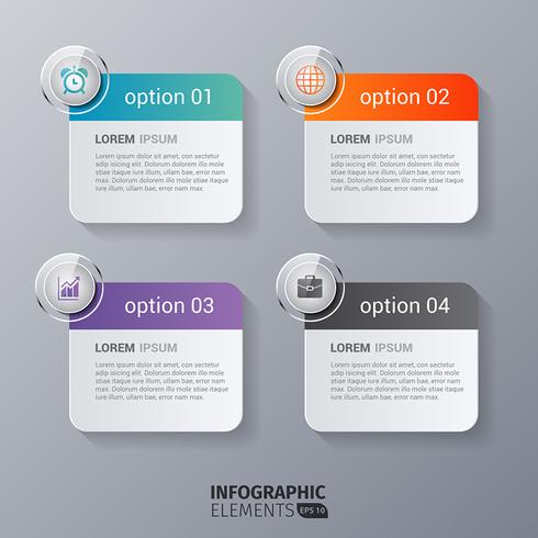 Afgeronde rechthoek Infographics vector