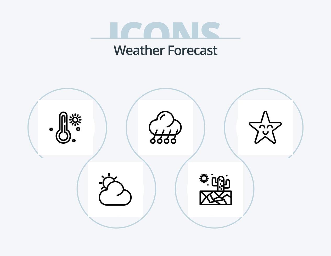 weer lijn icoon pak 5 icoon ontwerp. . temperatuur. het weer. zon. wind vector