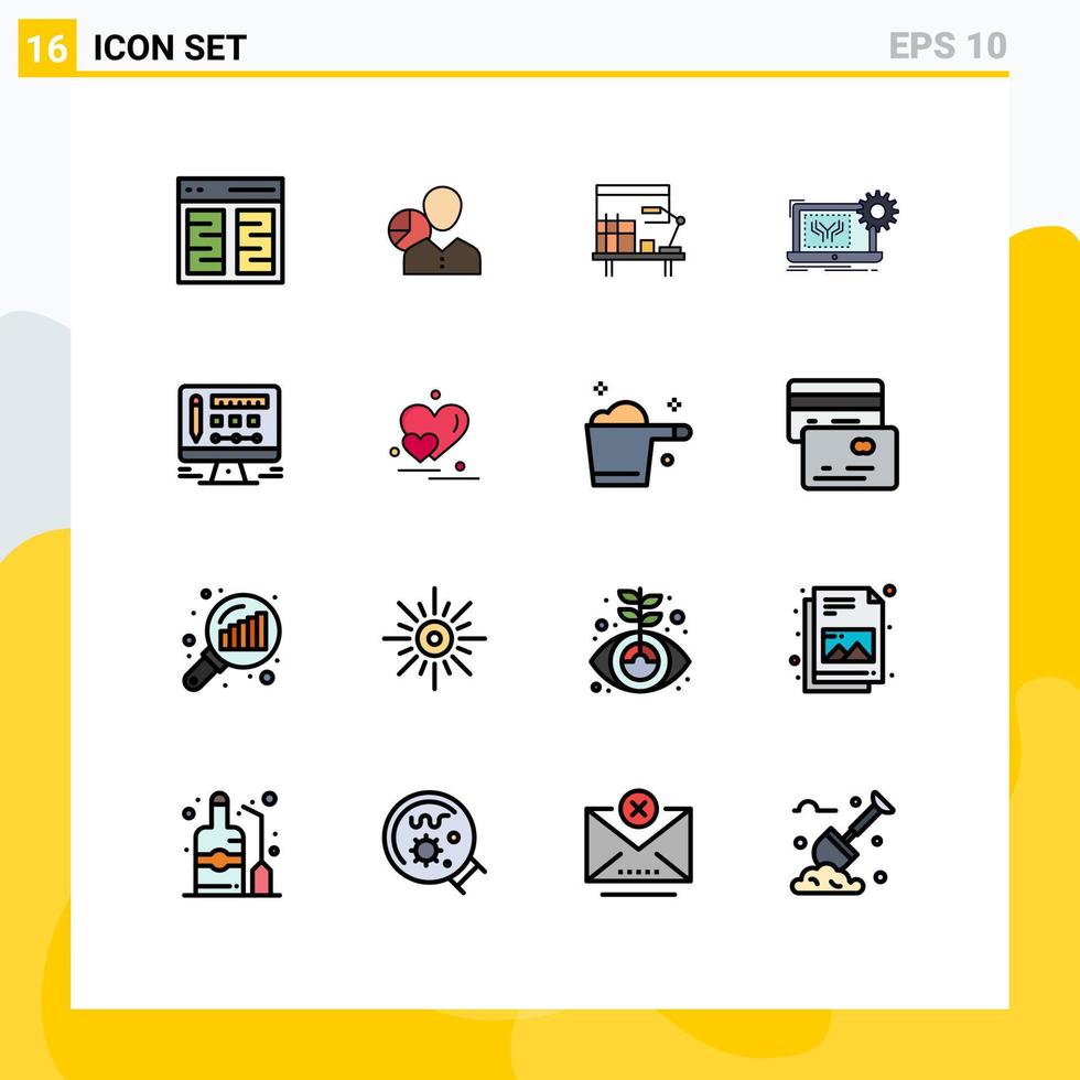 voorraad vector icoon pak van 16 lijn tekens en symbolen voor stroomkring tafel werknemer kantoor werkplaats bewerkbare creatief vector ontwerp elementen