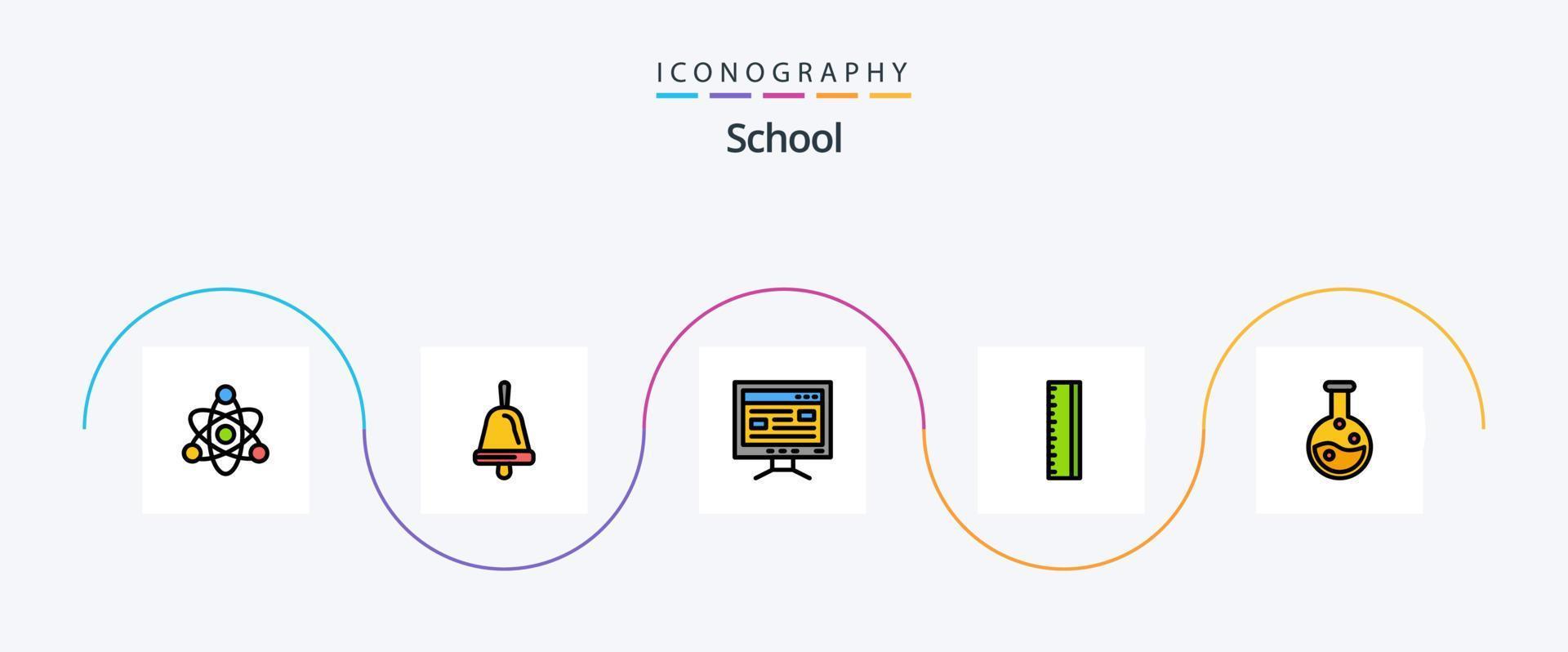 school- lijn gevulde vlak 5 icoon pak inclusief . laboratorium. studie. laboratorium. school- vector
