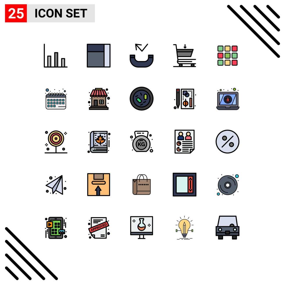 voorraad vector icoon pak van 25 lijn tekens en symbolen voor schema afspraak kar pleinen rooster bewerkbare vector ontwerp elementen