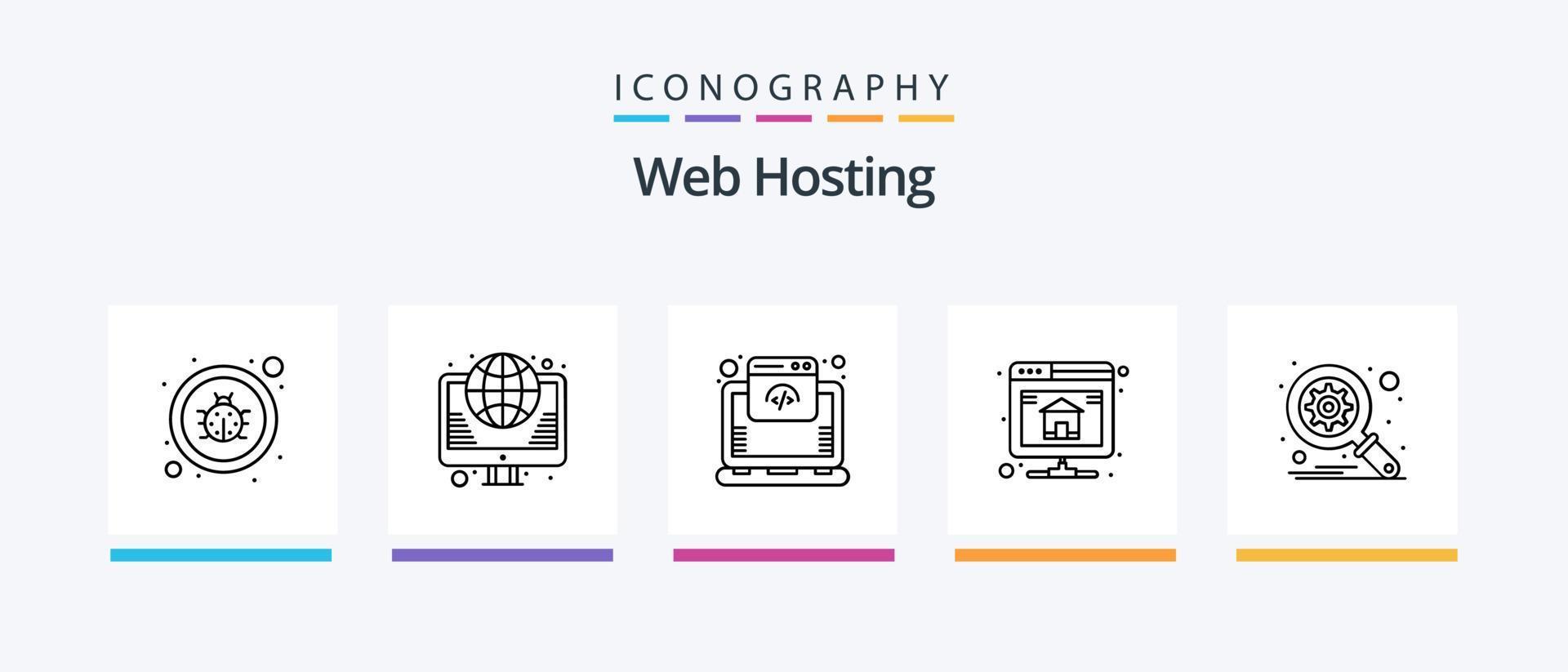 web hosting lijn 5 icoon pak inclusief statistiek. grafiek. server hosten. analyse. seo. creatief pictogrammen ontwerp vector