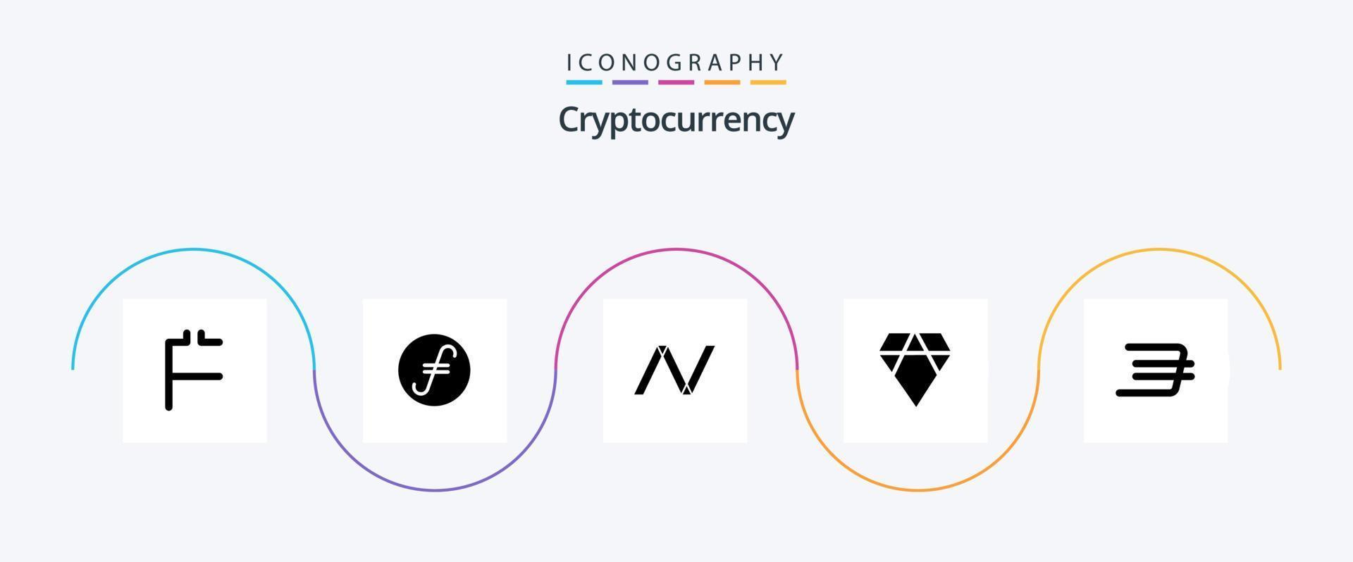 cryptogeld glyph 5 icoon pak inclusief crypto . as . crypto . crypto vector