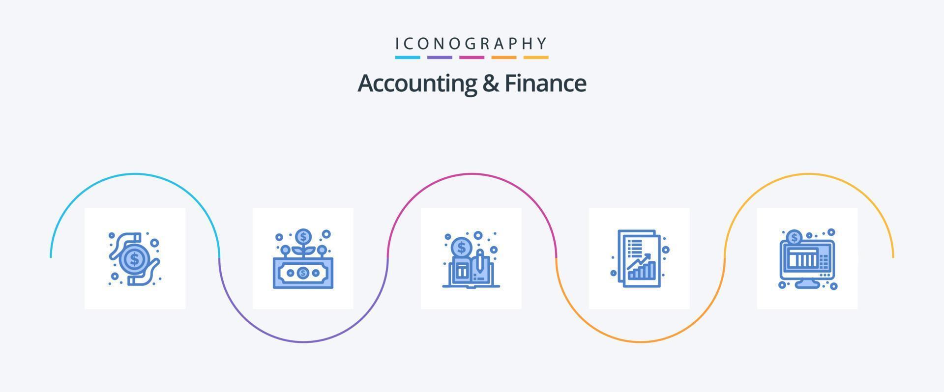 accounting en financiën blauw 5 icoon pak inclusief internetten. omzet. cryptogeld. geld. inkomen vector