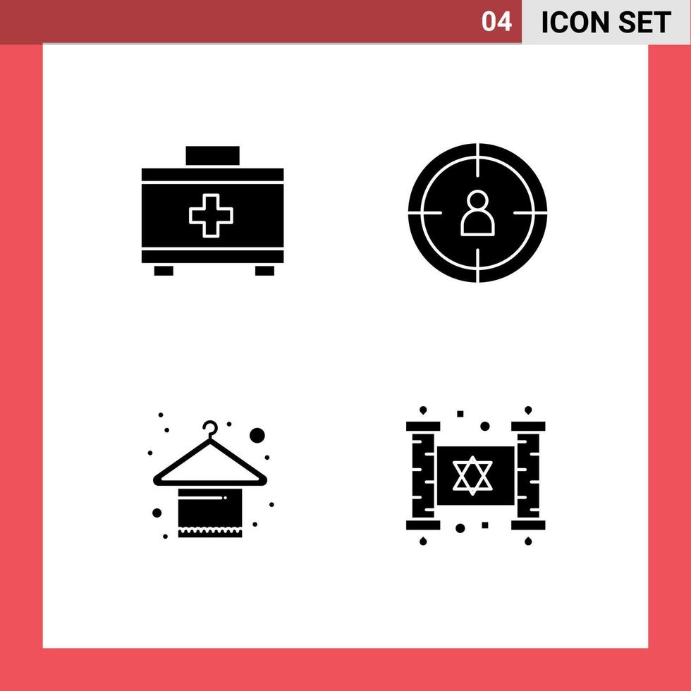 4 gebruiker koppel solide glyph pak van modern tekens en symbolen van zak mode seo kleren Joods bewerkbare vector ontwerp elementen