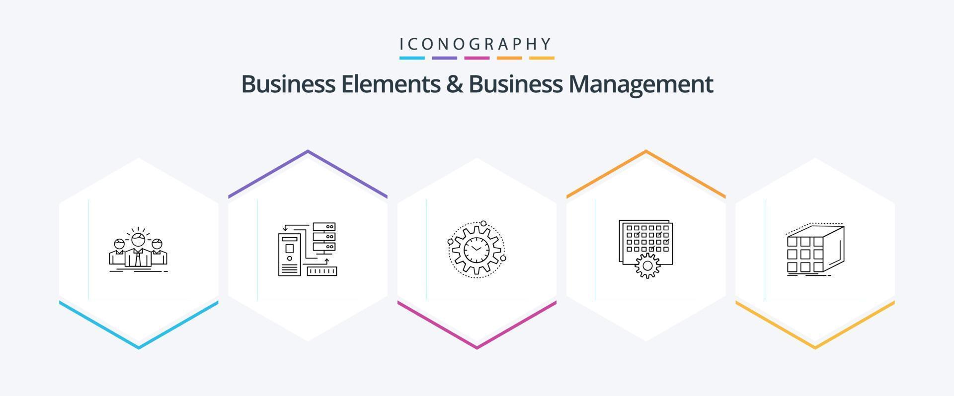 bedrijf elementen en bedrijf beheer 25 lijn icoon pak inclusief verwerken. evenement. elektronisch. project. verwerken vector