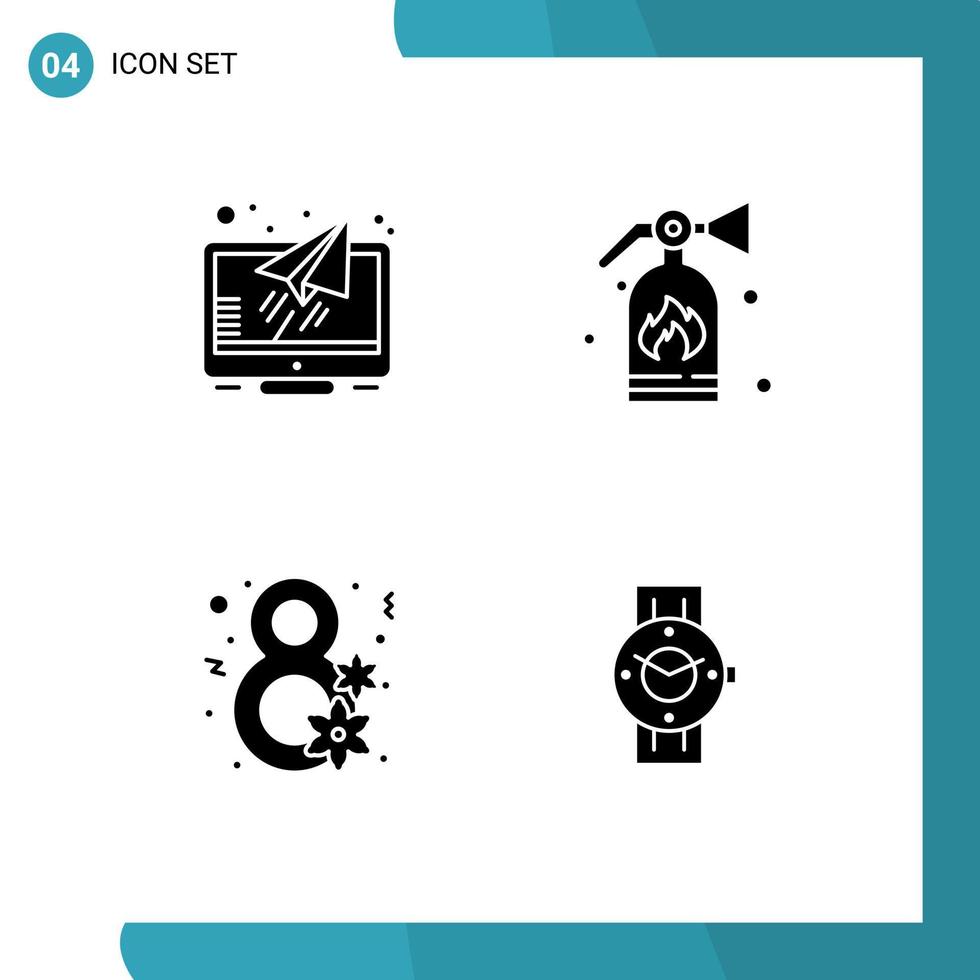 4 gebruiker koppel solide glyph pak van modern tekens en symbolen van bericht geschenk scherm veiligheid kijk maar bewerkbare vector ontwerp elementen