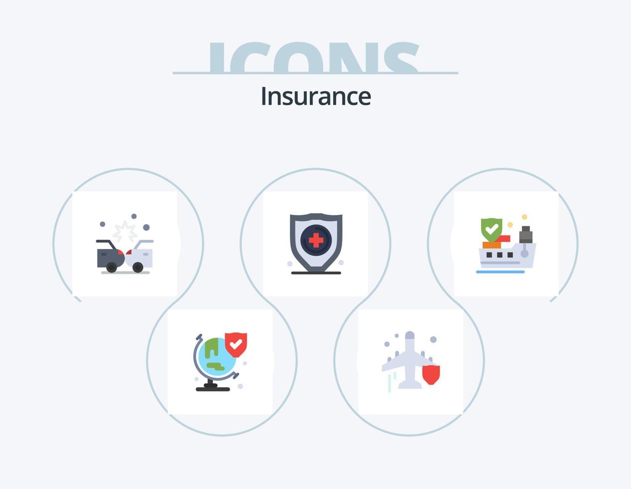 verzekering vlak icoon pak 5 icoon ontwerp. bescherming. schip. ongeluk. veiligheid. verzekering vector