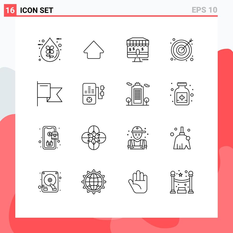reeks van 16 modern ui pictogrammen symbolen tekens voor muziek- vlag online land bedrijf bewerkbare vector ontwerp elementen