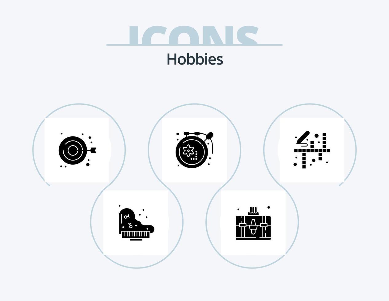 hobby's glyph icoon pak 5 icoon ontwerp. hobby's. activiteiten. borduurwerk. hobby's. ambacht vector