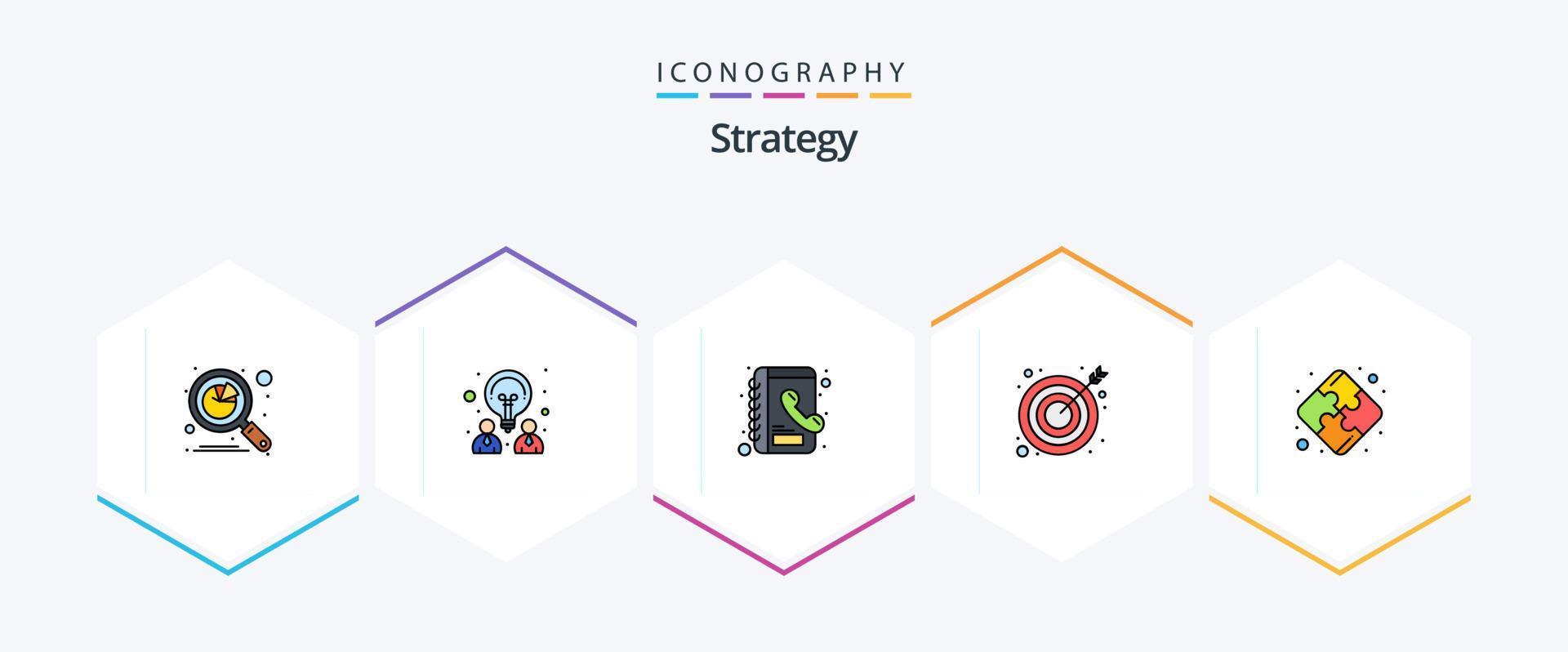 strategie 25 gevulde lijn icoon pak inclusief strategie. succes. vennootschap. doelwit. pijl vector