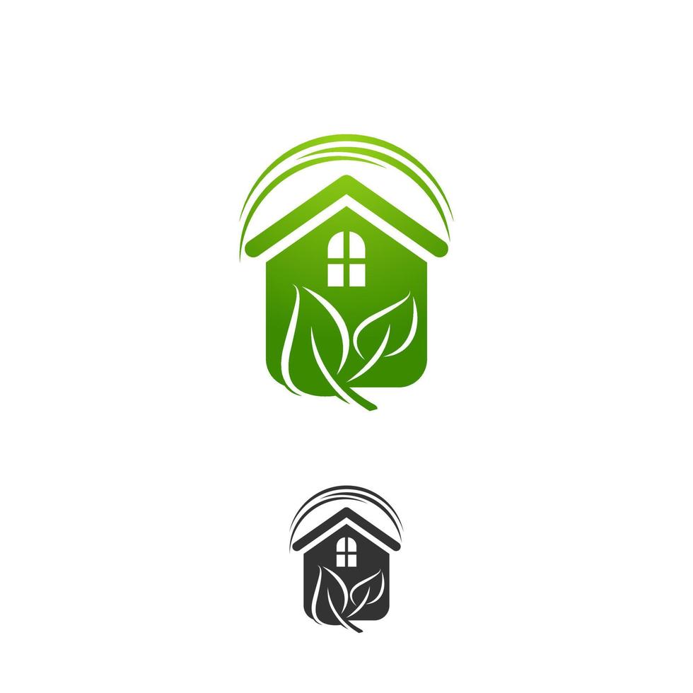 groen bladeren eco huis, vector logo ontwerp sjabloon