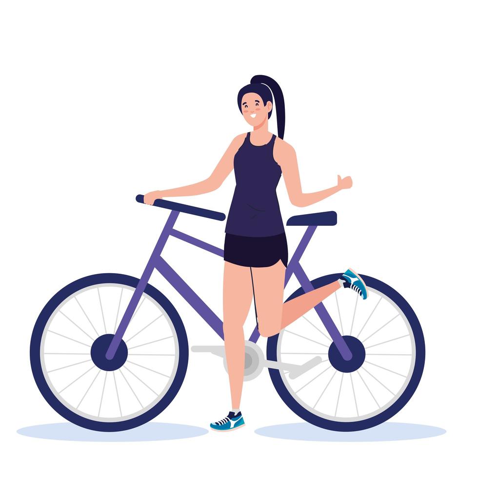 vrouw met fiets vector ontwerp