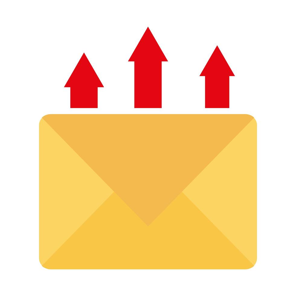envelop mail met pijlen omhoog platte stijlicoon vector